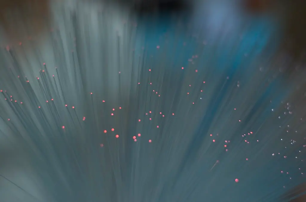Feixe de fibras ópticas com pontas iluminadas